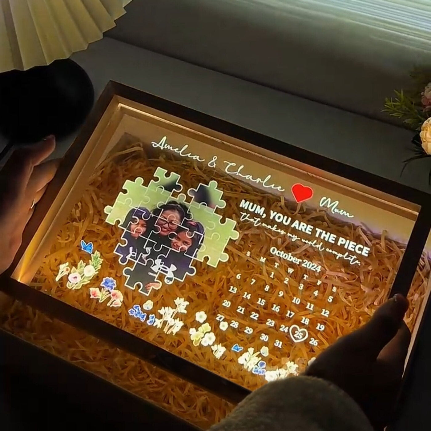 This Is The Day You Become A Mum Light Frame Personalized Gift