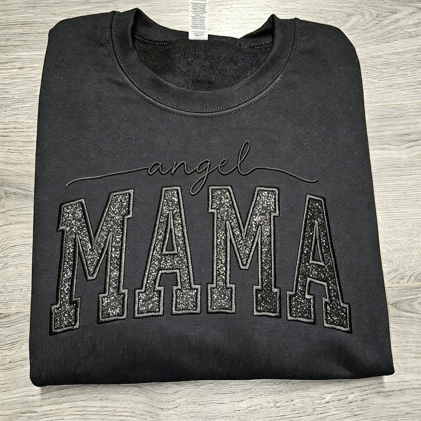 Custom Glitter Embroidered "Angel Mama" Sweatshirt | Mother's Day Gift