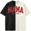 Custom Washed Patchwork MOM Sequin Embroidered T-shirt Mothers Day Gift for Mama