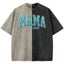 Custom Washed Patchwork MOM Sequin Embroidered T-shirt Mothers Day Gift for Mama