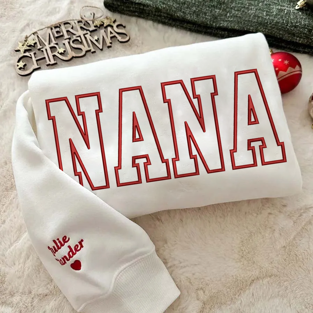 Custom Embroidered Personalized Mama Nana Gigi Mimi and Grandkids Sweatshirt | Mother's Day Christmas Gifts for Mom