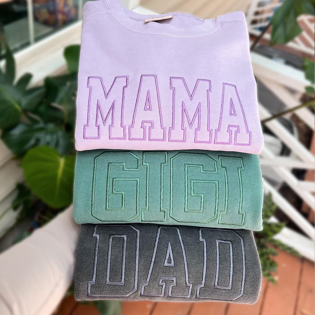 Custom Embroidered Personalized Mama Nana Gigi Mimi and Grandkids Sweatshirt | Mother's Day Christmas Gifts for Mom