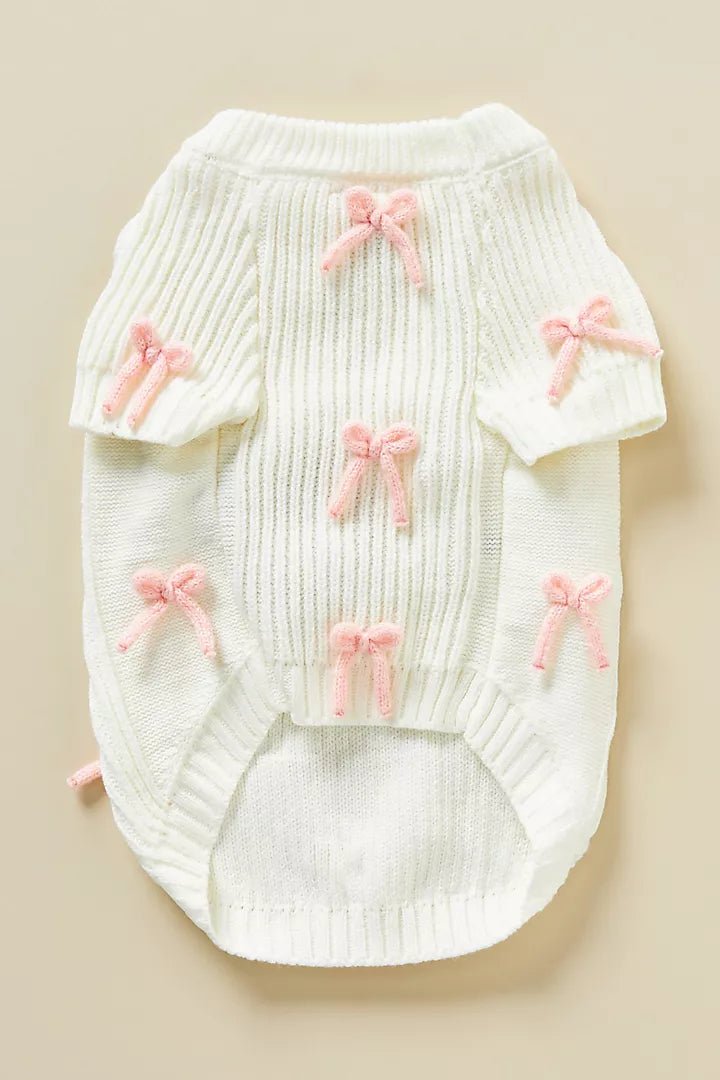 Pink Bow - 3D Motif Pet Sweater - Merryreindeer