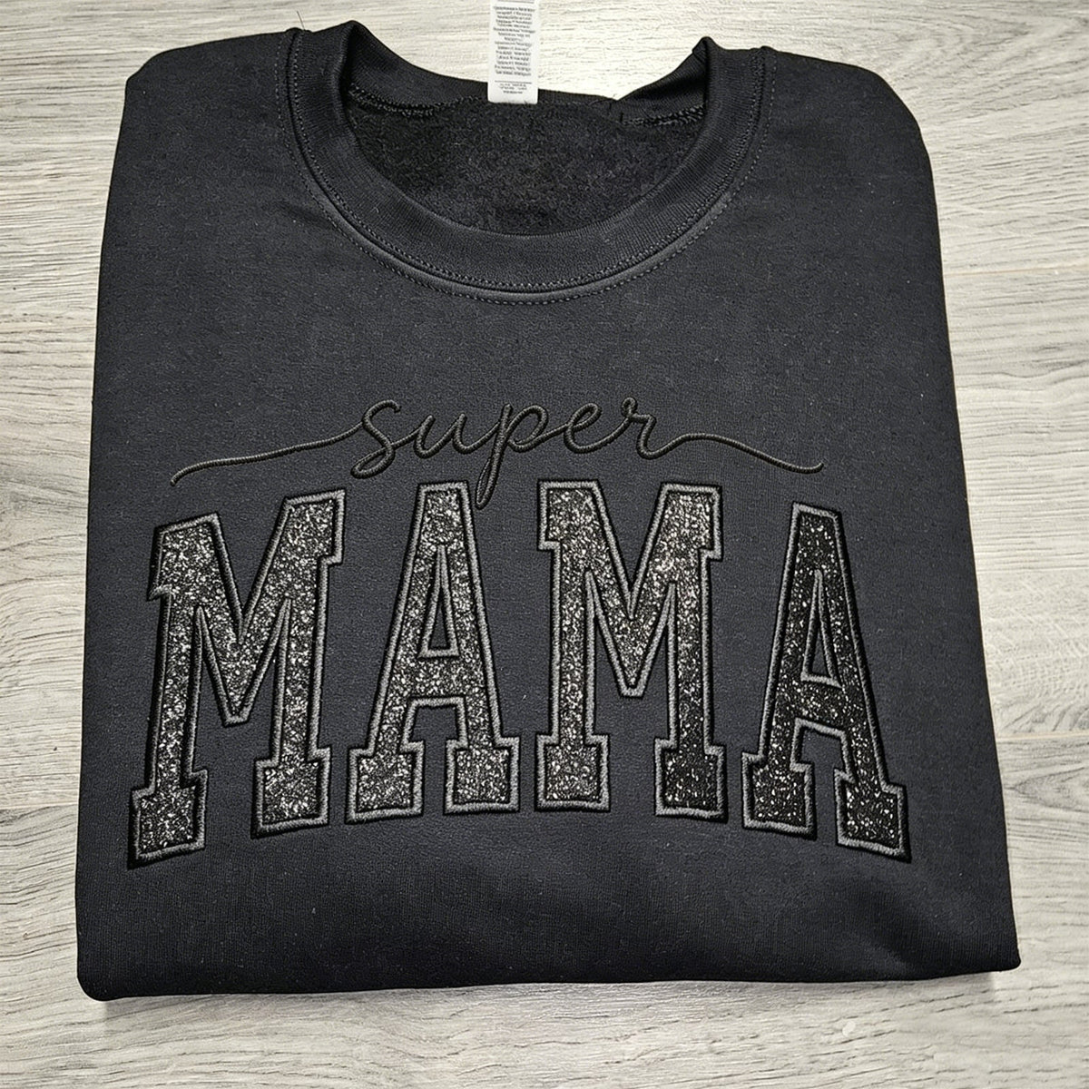 Custom Glitter Embroidered "Super Mama" Sweatshirt | Mother's Day Gift