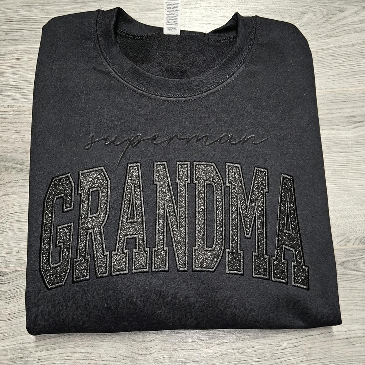 Custom Glitter Embroidered "Superman Grandma" Sweatshirt | Mother's Day Gift