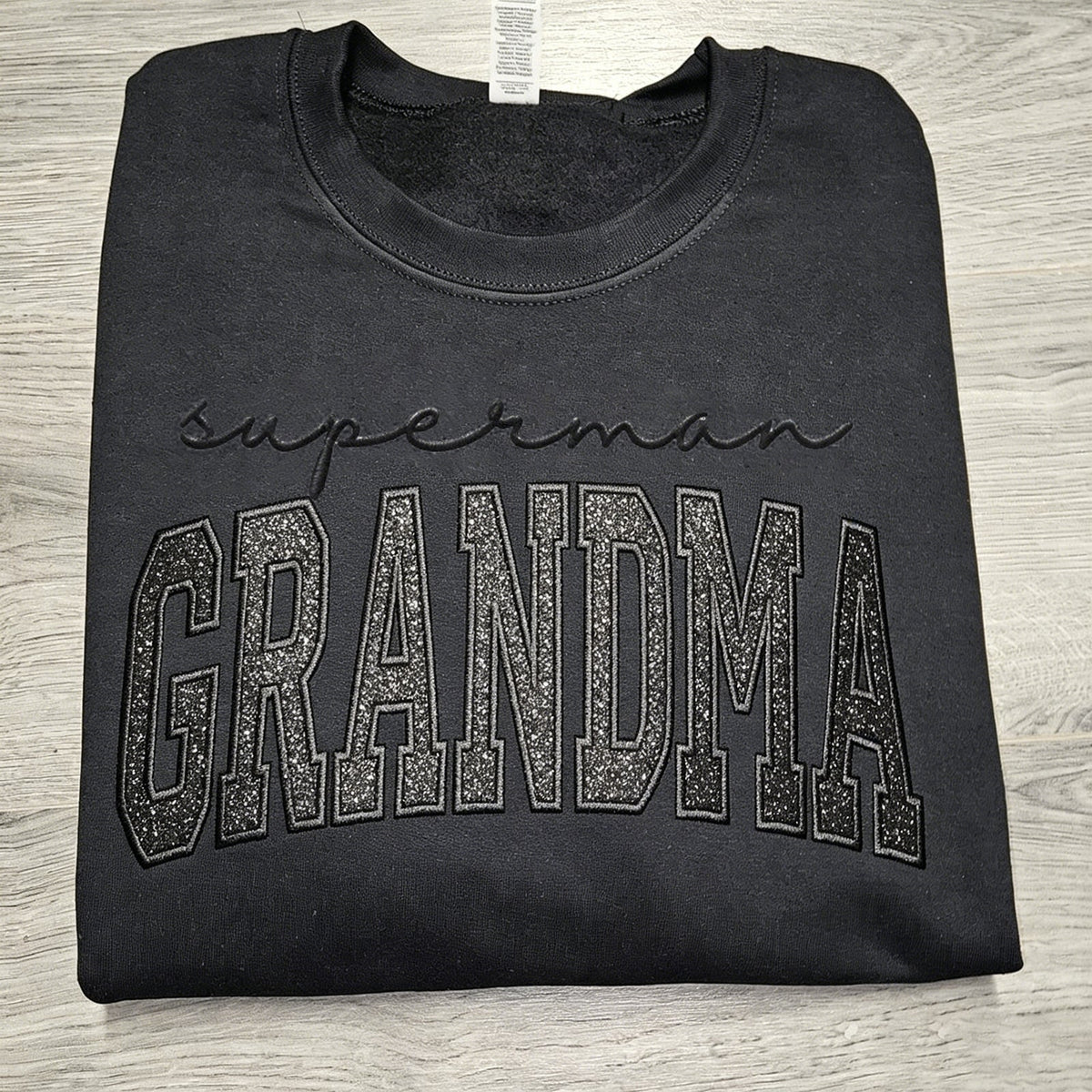 Custom Glitter Embroidered "Superman Grandma" Sweatshirt | Mother's Day Gift