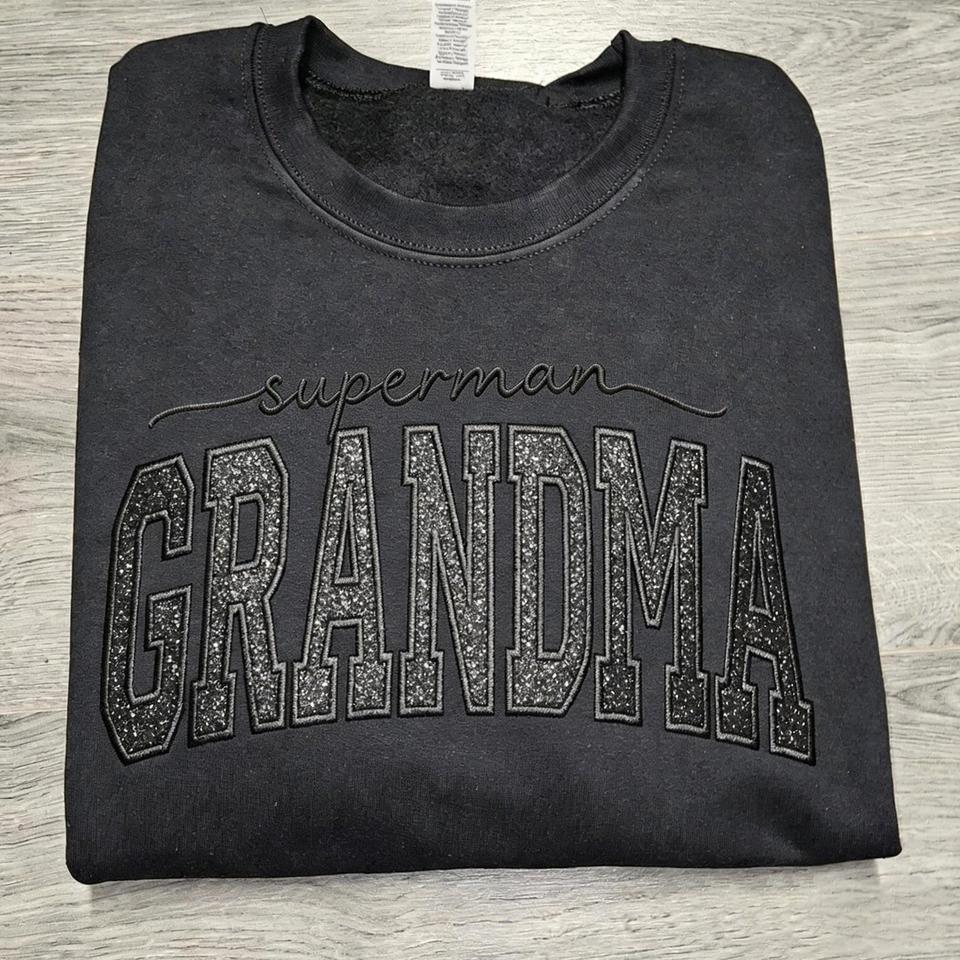 Custom Glitter Embroidered "Superman Grandma" Sweatshirt | Mother's Day Gift