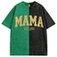 Custom Washed Patchwork MOM Print T-shirt Mothers Day Gift for Mama