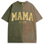 Custom Washed Patchwork MOM Print T-shirt Mothers Day Gift for Mama