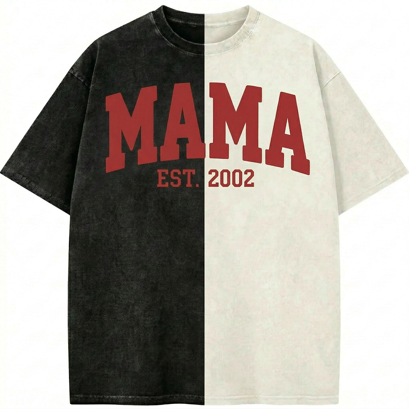 Custom Washed Patchwork MOM Print T-shirt Mothers Day Gift for Mama